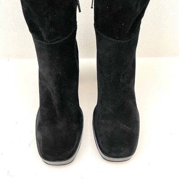 Free People Echo Black Suede Over the Knee Platform Boots Women's 37.5 NEW - Picture 7 of 11